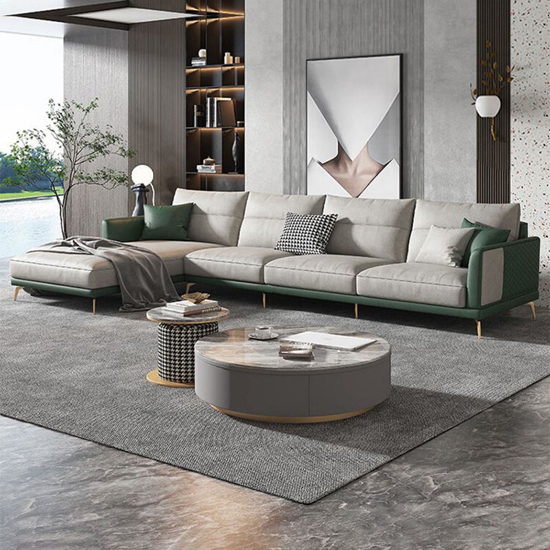 68 "" de large glamour canapé en cuir en cuir en L sectionnelles de dos