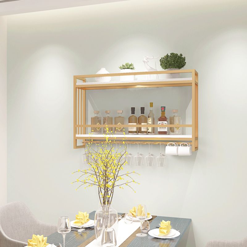 Modern Wall Mounted Wine Racks Metal Wine Jail With Glass Holder & Storage Shelf Clearhalo 'furn' 'furn_wine_racks' 'Furniture' 'Kitchen & Dining Furniture' 'Wine Racks' 'wine_racks' 1200x1200_be458b1b-4f0a-4278-a93d-5a826734e768