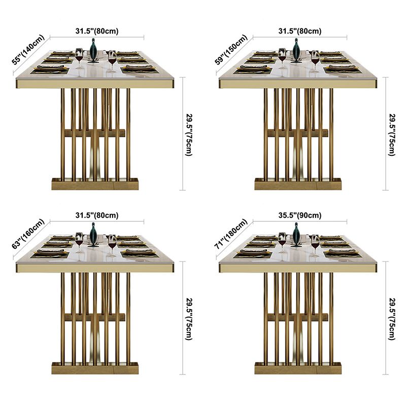 Glam Standard Kitchen Dining Table White Sintered Stone Dining Table with Trestle Base Clearhalo ' dining_table' 'Dining Tables & Seating' 'Dining Tables' 'furn' 'furn_dining_table' 'Furniture' 'furniture_dining_table' 'Kitchen & Dining Furniture' 'kitchen&dining_furn' 'kitchen' 'kitchen_dining_table' 1200x1200_be459963-b8b8-477c-9bf1-2add50fd1072