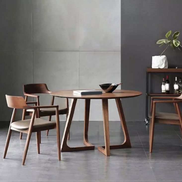 丸いダイニングルームテーブルセット1/2/4ピースモダンなソリッドウッドダイニングルームとアームチェア