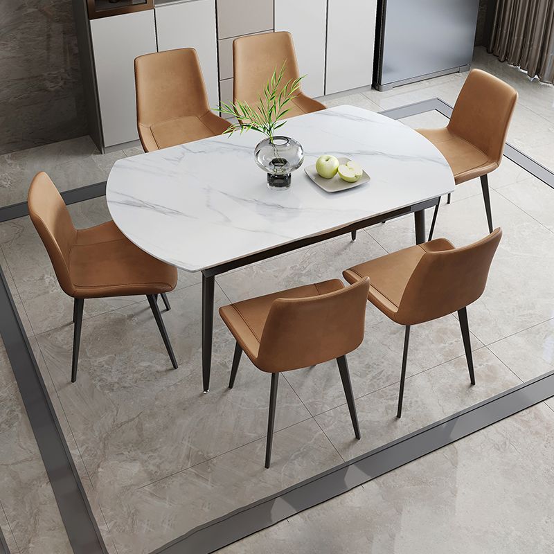Contemporary Style Round Dining Table Set 1/4/6/7 Pieces Sintered Stone Dining Set Clearhalo 'Dining Room Sets' 'Dining Tables & Seating' 'dining_room_set' 'furn' 'furn_dining_room_set' 'Furniture' 'Kitchen & Dining Furniture' 1200x1200_be464aaf-d2b5-4f36-9bff-e63784a93527