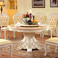 Oak Wood Victorian Round Table Faux Marble Top Dining Table with Pedestal Base Clearhalo 'Dining Tables & Seating' 'Dining Tables' 'dining_table' 'furn' 'furn_dining_table' 'Furniture' 'furniture_dining_table' 'Kitchen & Dining Furniture' 'kitchen' 'kitchen_dining_table' 1200x1200_be47da39-8446-49af-a251-7531feb045d9