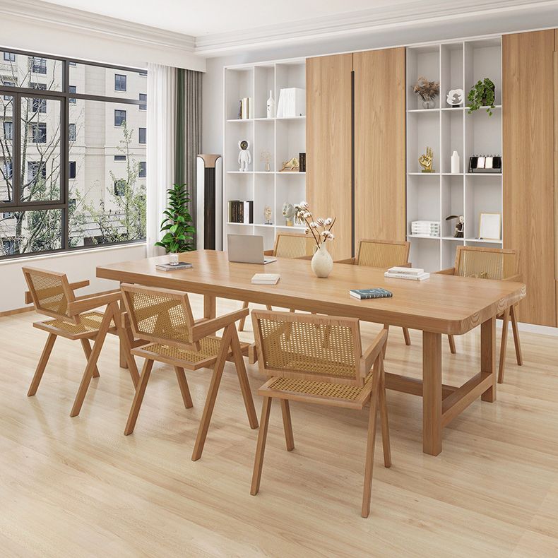 Rectangle Trestle Base Dining Table Modern Wood Table for Kitchen Clearhalo 'Dining Tables & Seating' 'Dining Tables' 'dining_table' 'furn' 'furn_dining_table' 'Furniture' 'Kitchen & Dining Furniture' 1200x1200_be49aa25-4e00-4b2a-b51c-6d4a6d084086
