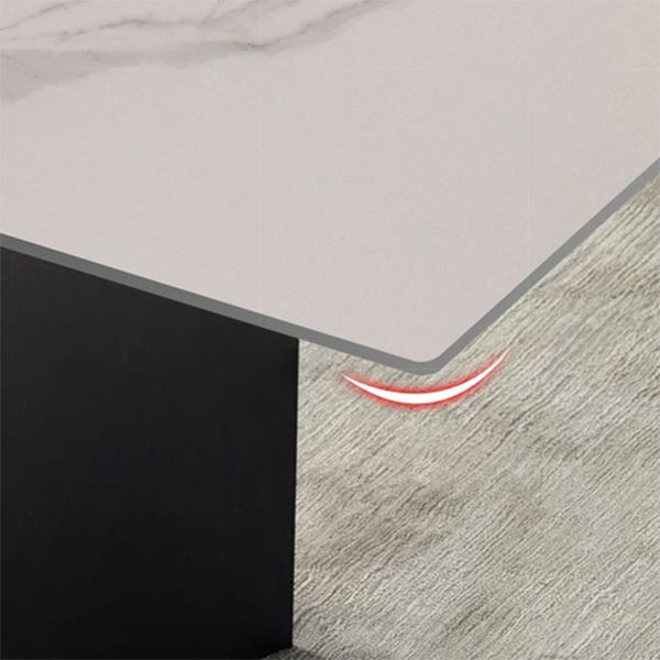 Glam White Kitchen Dining Table Sintered Stone Standard Dining Table with Trestle Base Clearhalo ' dining_table' 'Dining Tables & Seating' 'Dining Tables' 'furn' 'furn_dining_table' 'Furniture' 'furniture_dining_table' 'Kitchen & Dining Furniture' 'kitchen&dining_furn' 'kitchen' 'kitchen_dining_table' 1200x1200_be4a4f34-7ff6-4a52-aa0b-581eaa194f2d