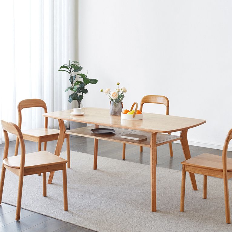 Storage Oak Wood Dining Table in Nature Rectangle Kitchen Table with 4 Legs Clearhalo ' dining_table' 'Dining Tables & Seating' 'Dining Tables' 'furn' 'furn_dining_table' 'Furniture' 'furniture_dining_table' 'Kitchen & Dining Furniture' 'kitchen&dining_furn' 'kitchen' 'kitchen_dining_table' 1200x1200_be4ba500-d4ed-4105-9b40-165bd59c0f19
