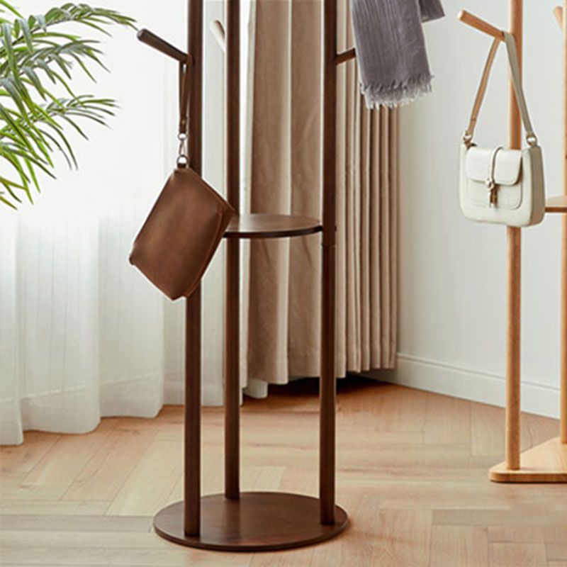 Moderne stijl Hall Tree Rubber Wood Entryway Coat Rack met 2 planken