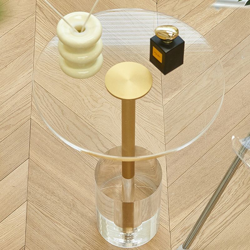 Glam Sofa Side Accent Table Plastic Clear Round Living Room Corner Table