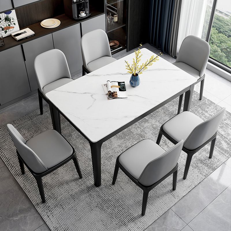 Contemporary Dining Set with Sintered Stone Dining Table and Cushion Chairs Clearhalo 'Dining Room Sets' 'Dining Tables & Seating' 'dining_room_set' 'furn' 'furn_dining_room_set' 'Furniture' 'furniture_dining_room_set' 'Kitchen & Dining Furniture' 'kitchen&dining_furn' 'kitchen' 1200x1200_be4cfead-c2ba-4e1f-b2b3-422e5e91fc71