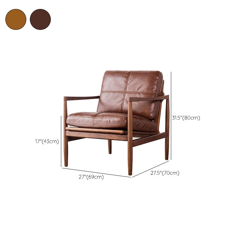 Pu Leather Arm Chair Square Arms Solid Wood Frame Pillow Back Chair Clearhalo 'Accent Chairs' 'accent_chairs' 'Chairs & Seating' 'furn' 'furn_accent_chairs' 'Furniture' 'Living Room Furniture' 1200x1200_be4d2b94-aa3c-4ded-929a-6d5ed2c6c534