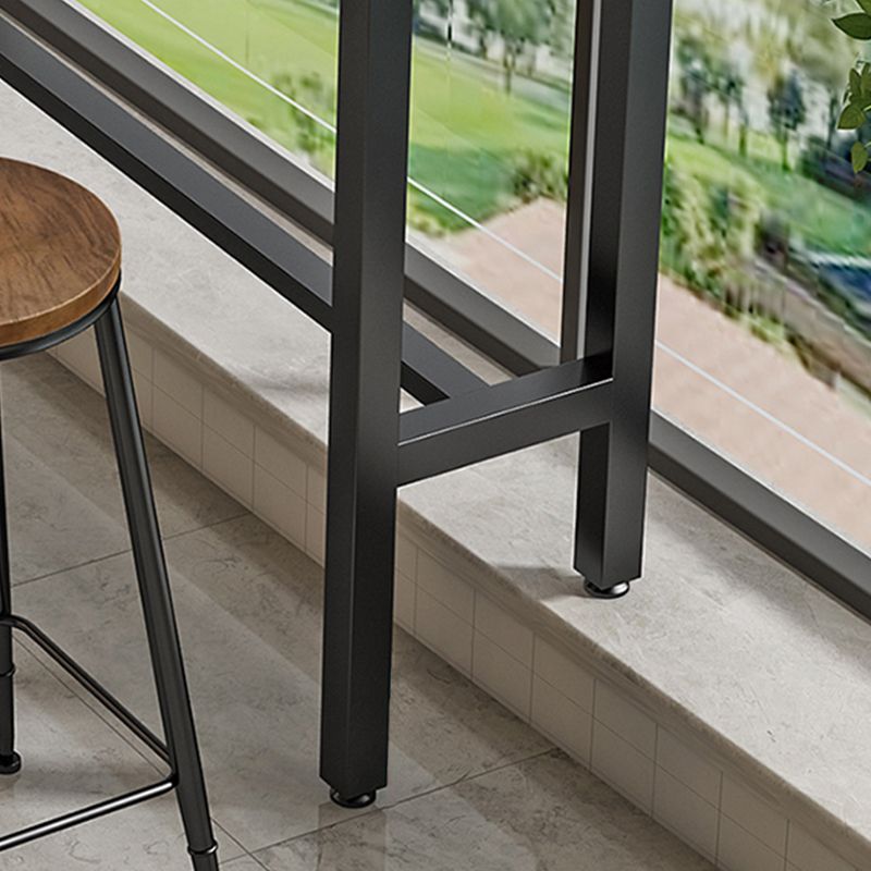 Modern Marble Bar Table with Rectangle Table Top Black Trestle Table - 42" H, Only Table Clearhalo 'Bar Furniture' 'Bar Tables' 'bar_tables' 'furn' 'furn_bar_tables' 'Furniture' 'furniture_bar_tables' 'Kitchen & Dining Furniture' 1200x1200_be4da4f1-4b73-4fc5-a712-8f4d8d2d06a1