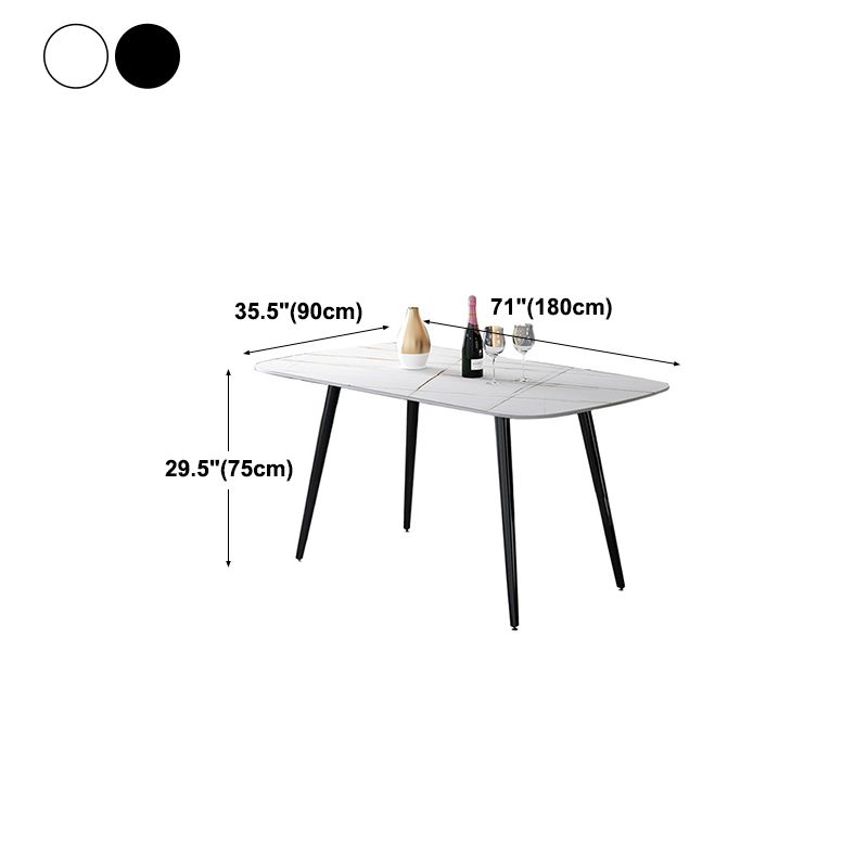 Rectangle Stone Dining Table Modern Dining Table with 4 Black Legs Clearhalo 'Dining Tables & Seating' 'Dining Tables' 'dining_table' 'furn' 'furn_dining_table' 'Furniture' 'furniture_dining_table' 'Kitchen & Dining Furniture' 1200x1200_be4ef911-e20c-49e5-8084-1c76bea21891