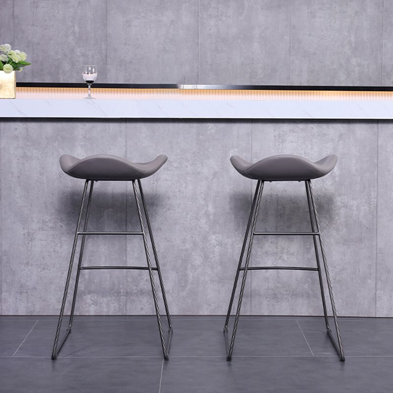Glam Leather Bar Stool Backless Metal Base Counter Stool for Bristol