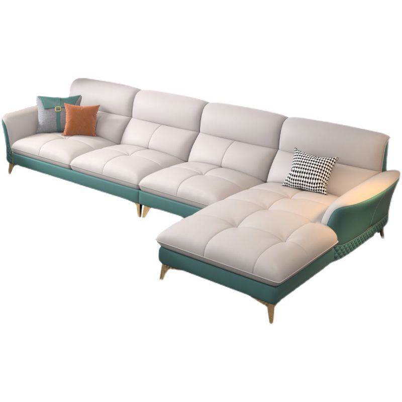 34.64 " H Genuine Leather Flared Arm Sofa & Chaise for Living Room Clearhalo 'furn' 'furn_sectionals' 'Furniture' 'Living Room Furniture' 'Sectionals' 1200x1200_be4f4d2f-d779-4e35-8a1f-67aba067e5d0