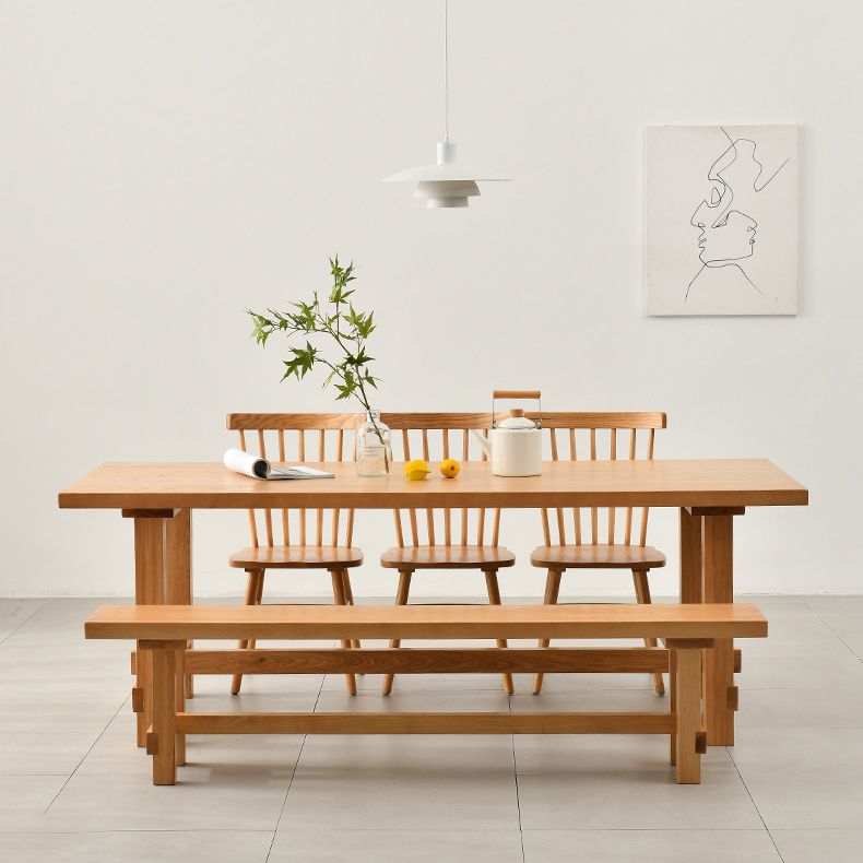 Set tavolo e panca moderni rettangolari Set da pranzo in legno massello da 1/2/3/5/9 pezzi
