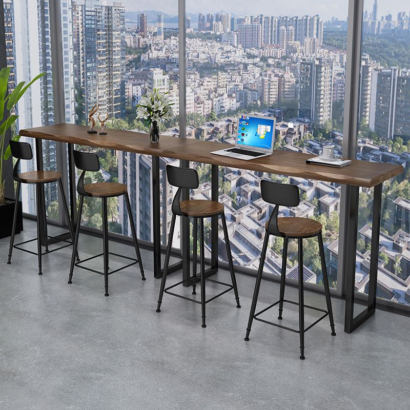 Contemporary Rectangle Bar Dining Table Wood Sled Bar Height Table in Brown Clearhalo 'Bar Furniture' 'Bar Tables' 'bar_tables' 'furn' 'furn_bar_tables' 'Furniture' 'furniture_bar_tables' 'Kitchen & Dining Furniture' 'kitchen&dining_furn' 'kitchen' 1200x1200_be505882-4e32-4174-b2fb-5bda6a75d922