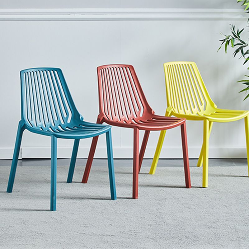 Glam Style Dining Room Chair Plastic Slat Back Chair for Indoor
