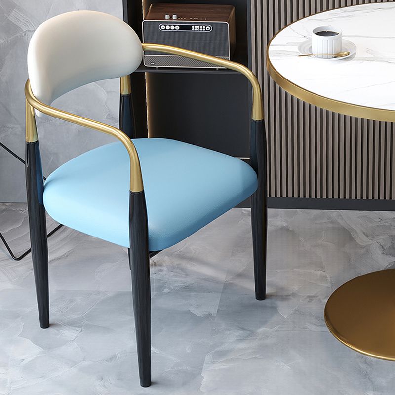 Contemporary Upholstered Arm Chair Home Metal Legs Dining Chair Clearhalo 'Dining Chairs' 'Dining Tables & Seating' 'dining_chair' 'furn' 'furn_dining_chair' 'Furniture' 'Kitchen & Dining Furniture' 1200x1200_be527449-1dff-44db-9223-dd8487e94cc3