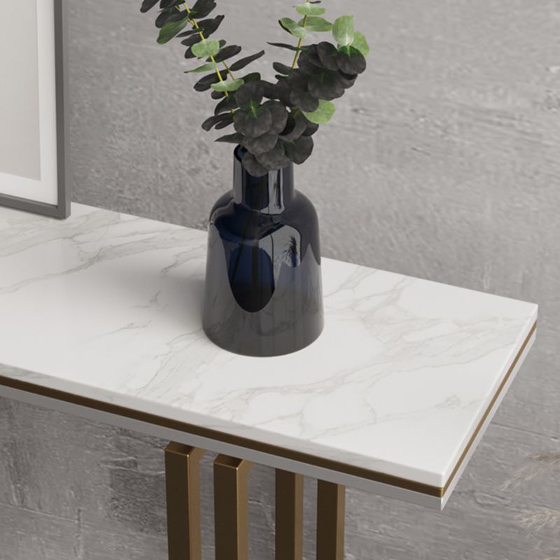 Mesa de mármol contemporáneo 4 patas console mesa rectángulo de sofá resistente a los rasguños