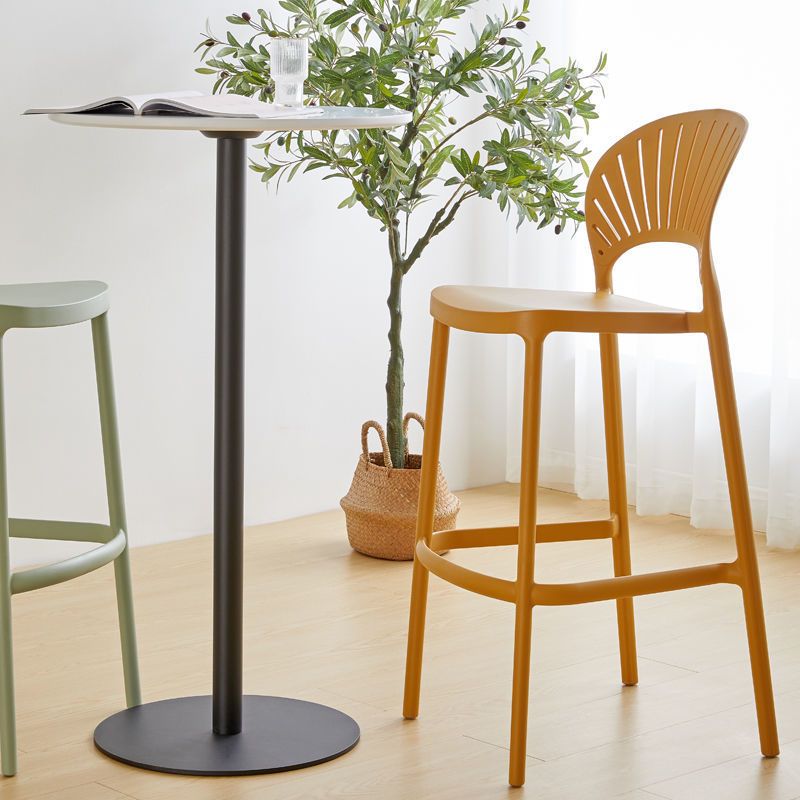 Modern Bar-stool Plastic Counter Bar Stool with Plastic Legs for Kitchen Clearhalo 'Bar Furniture' 'Bar Stools' 'bar_stools' 'furn' 'furn_bar_stools' 'Furniture' 'furniture_bar_stools' 'Kitchen & Dining Furniture' 1200x1200_be546e8a-3481-477e-a2b6-89f78b552961