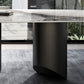 Rectangular Stone Dining Table Modern Green White Gold Furniture with Double Pedestal