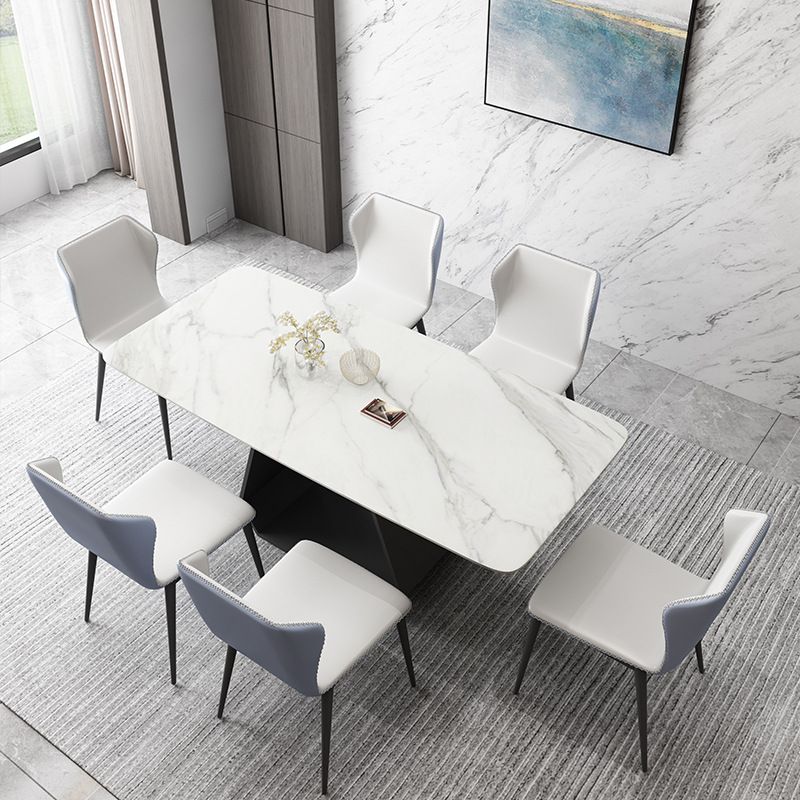 Modern Sintered Stone Top Dining Set Rectangular 1/4/5/7 Pieces Dining Room Table Set Clearhalo 'Dining Room Sets' 'Dining Tables & Seating' 'dining_room_set' 'furn' 'furn_dining_room_set' 'Furniture' 'Kitchen & Dining Furniture' 1200x1200_be56582b-3172-49c3-8d01-6052fe6fb489
