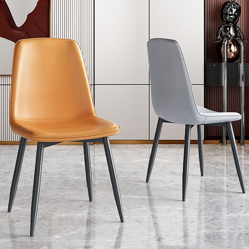 Home Scandinavian Side Chair Solid Back Metal Dining Room Chair with Black Legs Clearhalo ' kitchen&dining_furn' 'Dining Chairs' 'Dining Tables & Seating' 'dining_chair' 'furn' 'furn_dining_chair' 'Furniture' 'furniture_dining_chair' 'Kitchen & Dining Furniture' 'kitchen' 1200x1200_be56695f-3c24-46b6-86bb-27de94dc5bf3