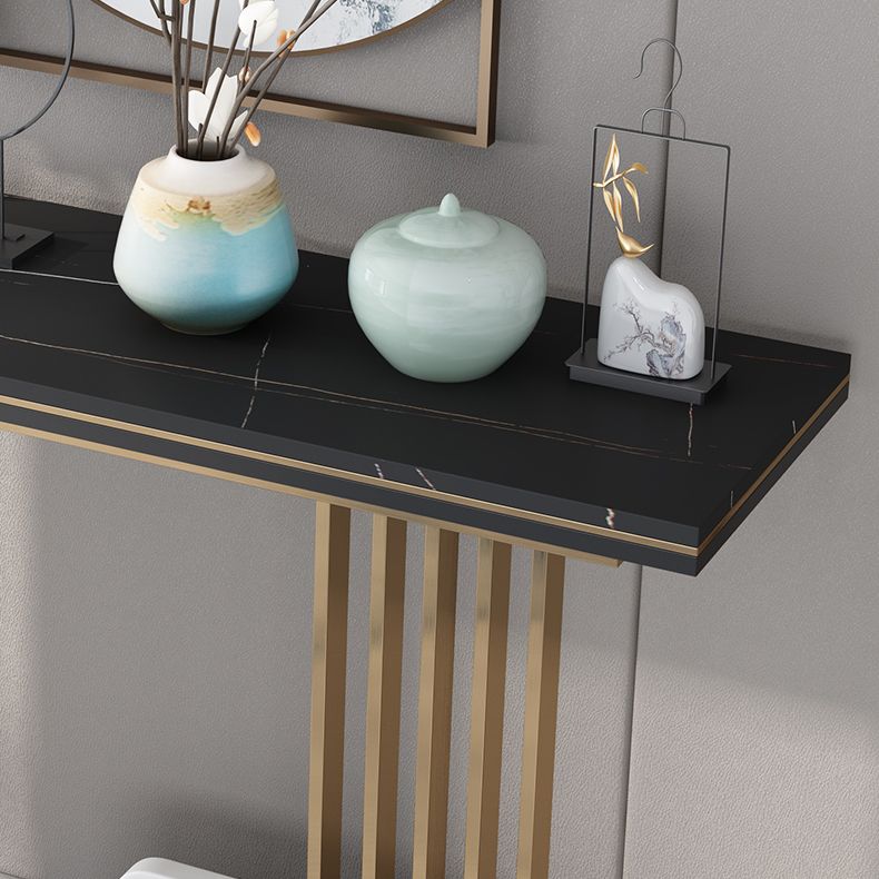 Glam Accent Table Rectangle Stone Console Table , 12.5 inch Wide