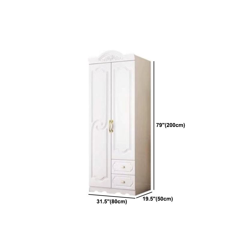 White Colour Wooden Wardrobe 2-Drawer Soft Close Door Wardrobe Closet Clearhalo 'Armoires & Wardrobes' 'armoires_wardrobes' 'Bedroom Furniture' 'furn' 'furn_armoires_wardrobes' 'Furniture' 1200x1200_be57b936-66ed-480b-94d6-b490cbde3164