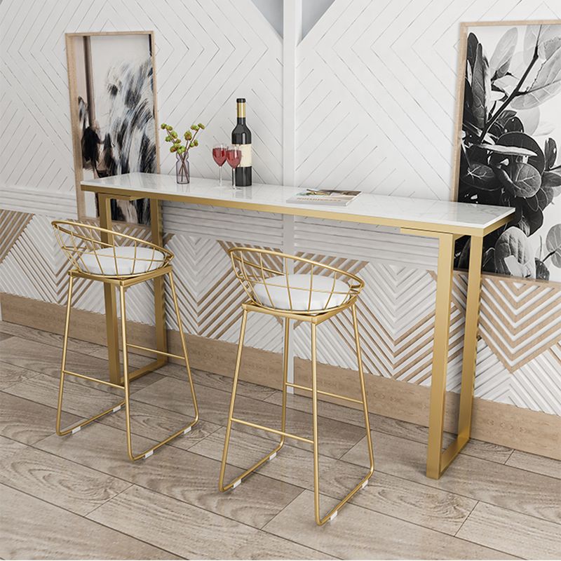 Glam Indoor Counter Wine Table White Marble Gold Base Counter Height Dining Table