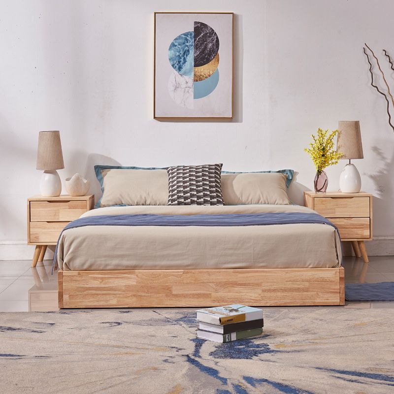 Natural Wood Platform Bed Frame Nordic 7.87-In High Wire-Grid Bed Frame