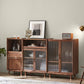 Storage Solid Wood Glass Door Cabinet Mid Century Chest in Walnut Clearhalo 'Cabinets & Chests' 'cabinets_chests' 'furn' 'furn_cabinets_chests' 'Furniture' 'Living Room Furniture' 1200x1200_be58fa8c-5bb0-4c9e-b81e-95cb0dc8ed09