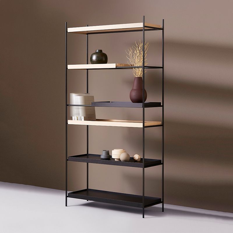 Contemporary Style Bookshelf Black Open Back Bookcase for Home Office Study Room Clearhalo 'Bookcases' 'furn' 'furn_bookcases' 'Furniture' 'furniture_bookcases' 'kitchen' 'kitchen_bookcases' 'Living Room Furniture' 'Office Furniture' 1200x1200_be59d91c-1908-47d7-a918-fc27ad67c08a