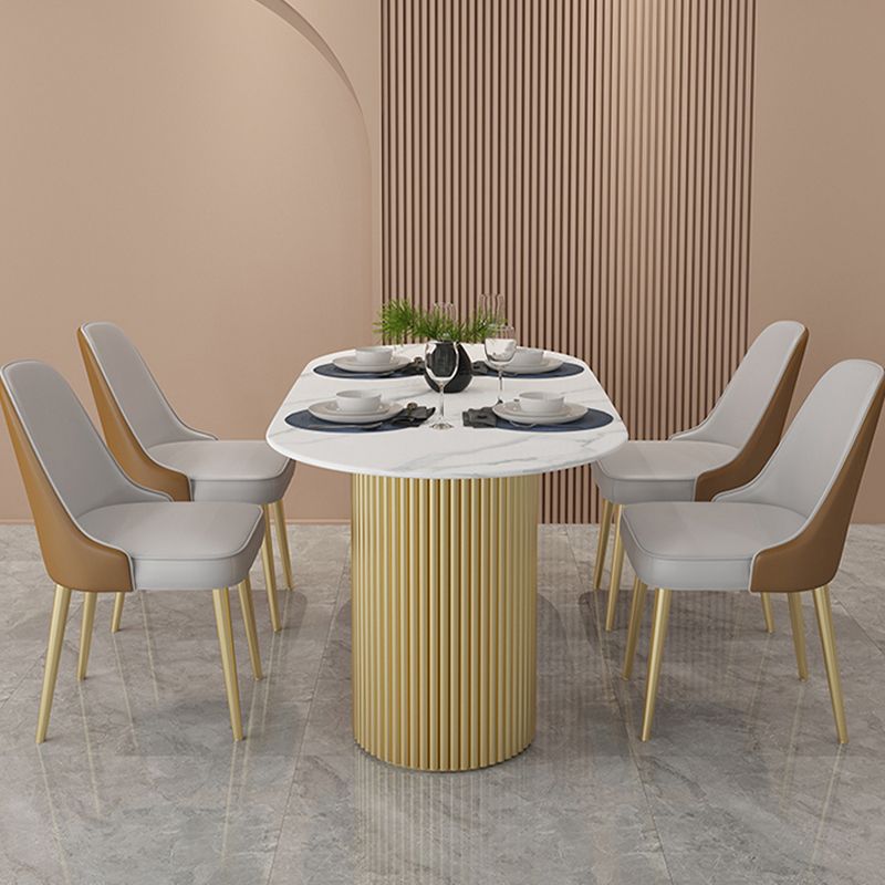 Metal Base Contemporary Oval Dining Table Double Pedestal Table for Dining Room Clearhalo 'Dining Tables & Seating' 'Dining Tables' 'dining_table' 'furn' 'furn_dining_table' 'Furniture' 'furniture_dining_table' 'Kitchen & Dining Furniture' 'kitchen' 'kitchen_dining_table' 1200x1200_be5a52af-5998-47cb-98d3-97a2a6d9fdc6