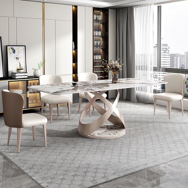 Metal Traditional Luxury Rectangle Dining Table Sintered Stone Table with Pedestal Base Clearhalo ' dining_table' 'Dining Tables & Seating' 'Dining Tables' 'furn' 'furn_dining_table' 'Furniture' 'furniture_dining_table' 'Kitchen & Dining Furniture' 'kitchen&dining_furn' 'kitchen' 'kitchen_dining_table' 1200x1200_be5a7c7e-faaa-410b-b8aa-340814050ce7