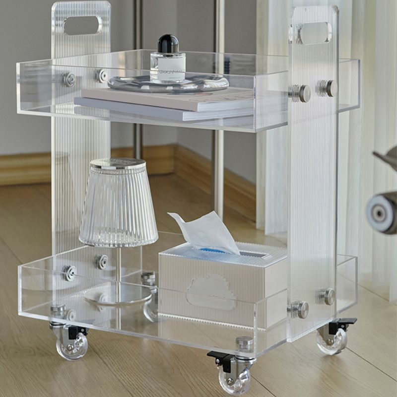 Modern Plastic Rectangular End Table Double Tier Corner Table with Storage Clearhalo 'Coffee & Accent Tables' 'End & Side Tables' 'end_side_tables' 'furn' 'furn_end_side_tables' 'Furniture' 'Living Room Furniture' 1200x1200_be5b2cf8-0b3f-4571-9063-93ca365b09f2