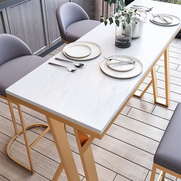 White Glam Style Bar Table in Faux Marble and Metal Bar Table for Dining Room Clearhalo 'Bar Furniture' 'Bar Tables' 'bar_tables' 'furn' 'furn_bar_tables' 'Furniture' 'furniture_bar_tables' 'Kitchen & Dining Furniture' 1200x1200_be5d3f4e-d98d-4af7-9b5e-93d3bfe3c9c1