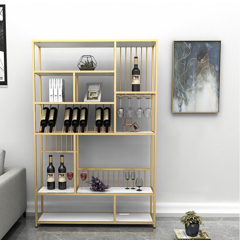 モダンメタルワインホルダーラック47.2 "x 11.8" x 70.9 "棚ワインラックフロア