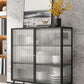 42'' Height Buffet Server Glass 2 Doors Metal Frame Dining Server for Living Room Clearhalo 'buffet_sideboard' 'Buffets & Sideboards' 'furn' 'furn_buffet_sideboard' 'Furniture' 'Kitchen & Dining Furniture' 1200x1200_be5e6a72-8ab1-4eaf-90d0-89ac273bb6e5