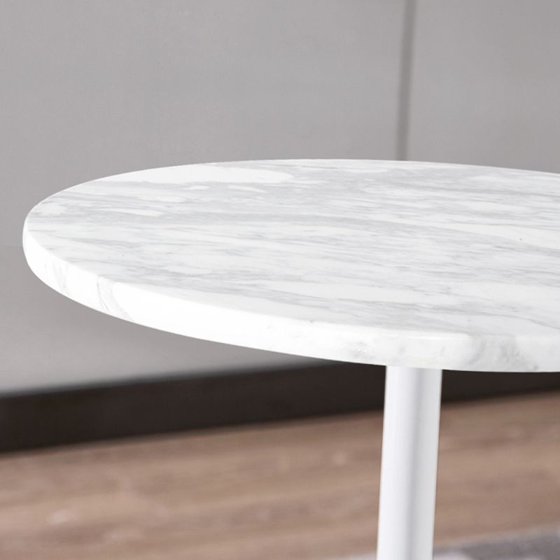 Mesa de portaobjetos de extremo de pedestal de mármol moderno mesa redonda blanca