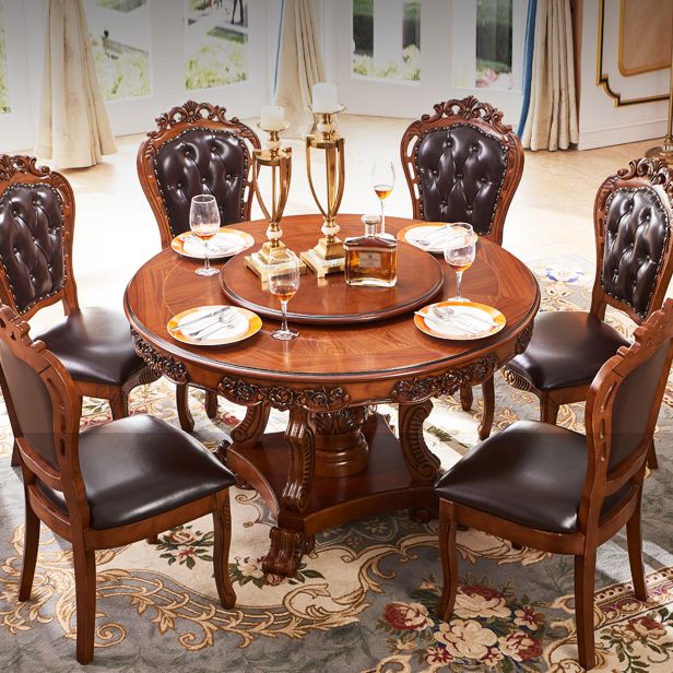 Rubberhouten basis Victoriaanse ronde tafel voetstukbasistafel voor eetkamer