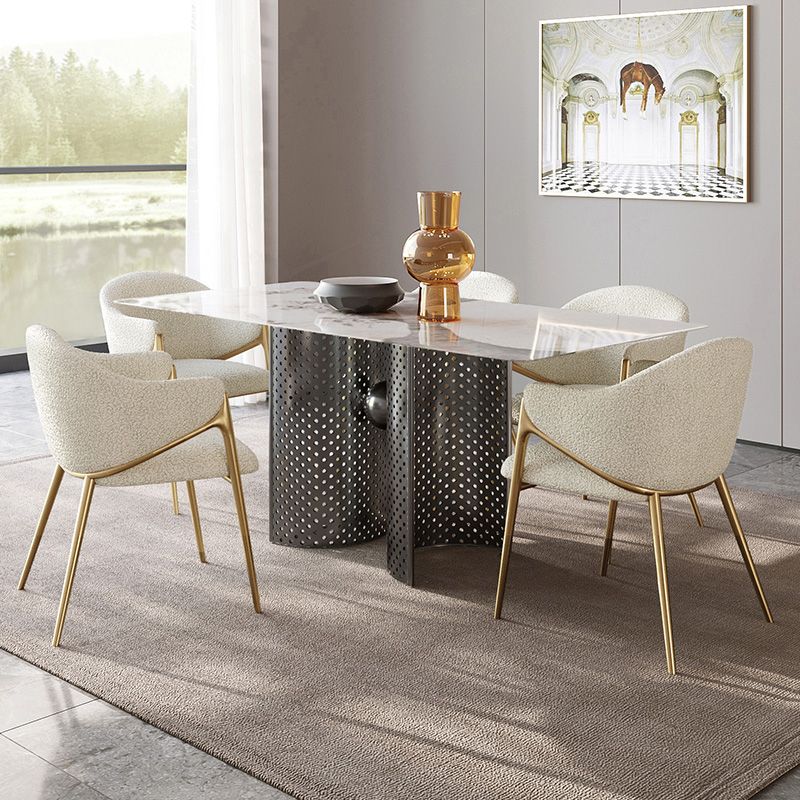 Glam Indoor Upholstered Dining Chair Gold Legs Parsons Arm Chair Clearhalo 'Dining Chairs' 'Dining Tables & Seating' 'dining_chair' 'furn' 'furn_dining_chair' 'Furniture' 'Kitchen & Dining Furniture' 1200x1200_be5fb2cd-d6c4-4536-883c-e94648209c18