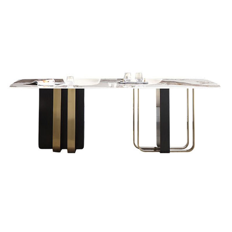 Modern Style Rectangle Dining Table Sintered Stone Table with Metal Legs for Home Clearhalo 'Dining Tables & Seating' 'Dining Tables' 'dining_table' 'furn' 'furn_dining_table' 'Furniture' 'Kitchen & Dining Furniture' 1200x1200_be602036-e091-4e1f-af40-94678338908e