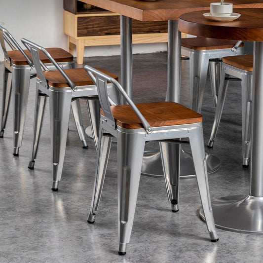 Slat Back Kitchen Dining Chairs Silver Arm Chairs with Metal Base Clearhalo 'Dining Chairs' 'Dining Tables & Seating' 'dining_chair' 'furn' 'furn_dining_chair' 'Furniture' 'Kitchen & Dining Furniture' 1200x1200_be60642f-217b-4a14-a3bb-1c118f6c9843