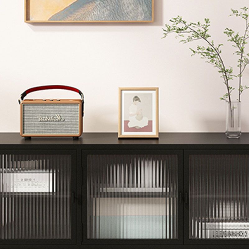 Industrial Metal and Glass TV Media Console 4-Door TV Media Stand Clearhalo 'furn' 'furn_tv_stands_entertainment_centers' 'Furniture' 'Living Room Furniture' 'TV Stands & Entertainment Centers' 'TV Stands & Media Storage Furniture' 'tv_stands_entertainment_centers' 1200x1200_be6070e7-0af6-4a00-bc68-42e98c94c3d0