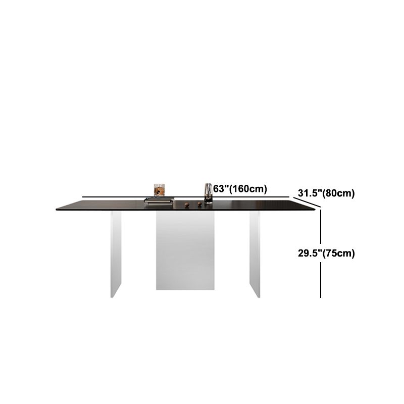 Modern Rectangle Dining Table Black Top Sintered Stone Table for Home Clearhalo 'Dining Tables & Seating' 'Dining Tables' 'dining_table' 'furn' 'furn_dining_table' 'Furniture' 'Kitchen & Dining Furniture' 1200x1200_be610875-6914-4421-b037-fddac9a2e4ca