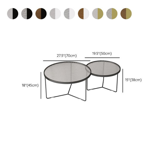 Modern Round Coffee Table Glass Top Nesting Coffee Table Set