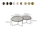 Modern Round Coffee Table Glass Top Nesting Coffee Table Set
