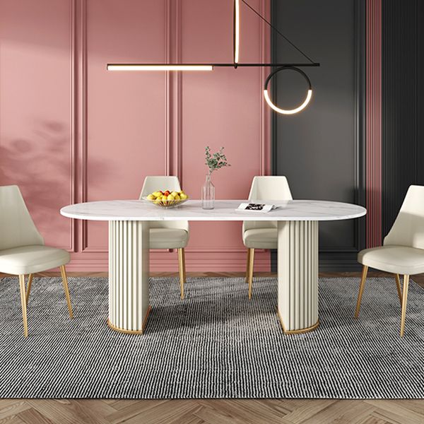 Double Pedestal Dinner Table Traditional Luxury Oval Dining Table for Home Clearhalo 'Dining Tables & Seating' 'Dining Tables' 'dining_table' 'furn' 'furn_dining_table' 'Furniture' 'furniture_dining_table' 'Kitchen & Dining Furniture' 'kitchen' 'kitchen_dining_table' 1200x1200_be61e9fc-f5a1-4da4-a7b8-949a17513efc