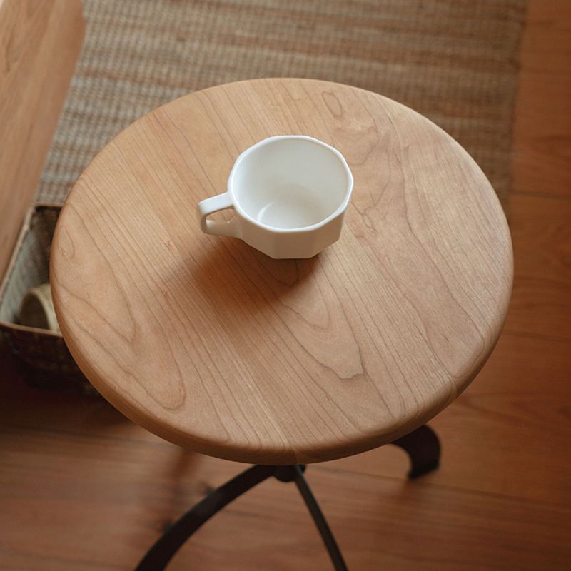 Industrial Solid Wood Round Sofa Side Accent Table with Metal Base Clearhalo 'Coffee & Accent Tables' 'End & Side Tables' 'end_side_tables' 'furn' 'furn_end_side_tables' 'Furniture' 'Living Room Furniture' 1200x1200_be61fa07-f1e7-41a6-afc7-598b5ae473a1