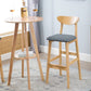 Industrial Armless Backrest Counter Stool Rubber Wood Cafe Bar Stool with Cushion
